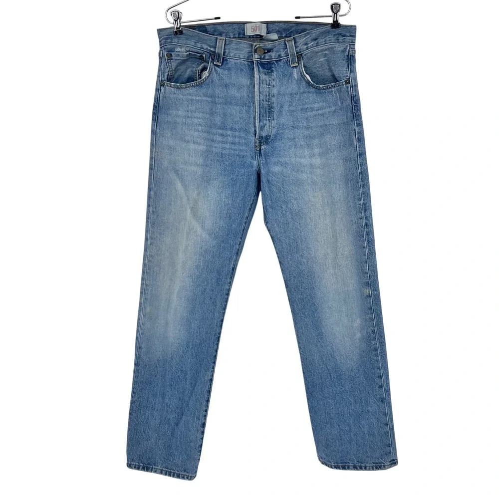 Levi's 501 Original Fit Jeans Men 34x30 Light Wash Blue Straight Streetwear 2008